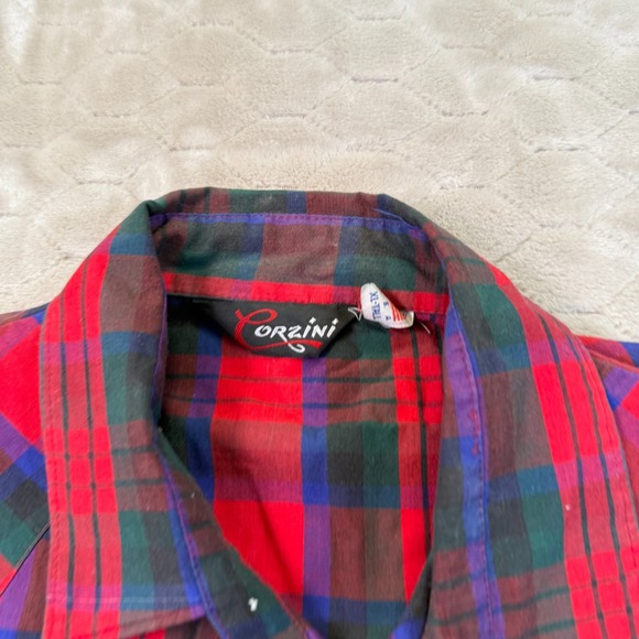 VTG Corzini Plaid Snap Pearl Button Western Shirt Mens XL Tall  Made in USA - Picture 6 of 12